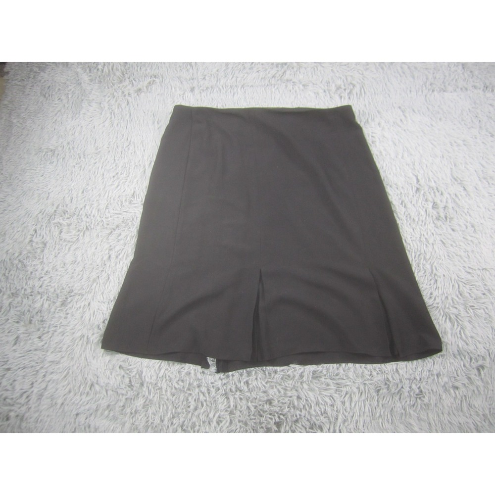 Womens Black 22W Kick-Pleat‎ Skirt Midi w/Slit Business Casual A-Line George